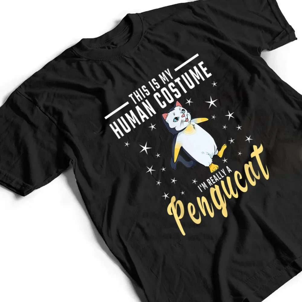 His-Is-My-Human-Costume-I-M-Really-A-Pengucat-Penguin-Cat-T-Shirt-2 His Is My Human Costume I M Really A Pengucat Penguin Cat T Shirt