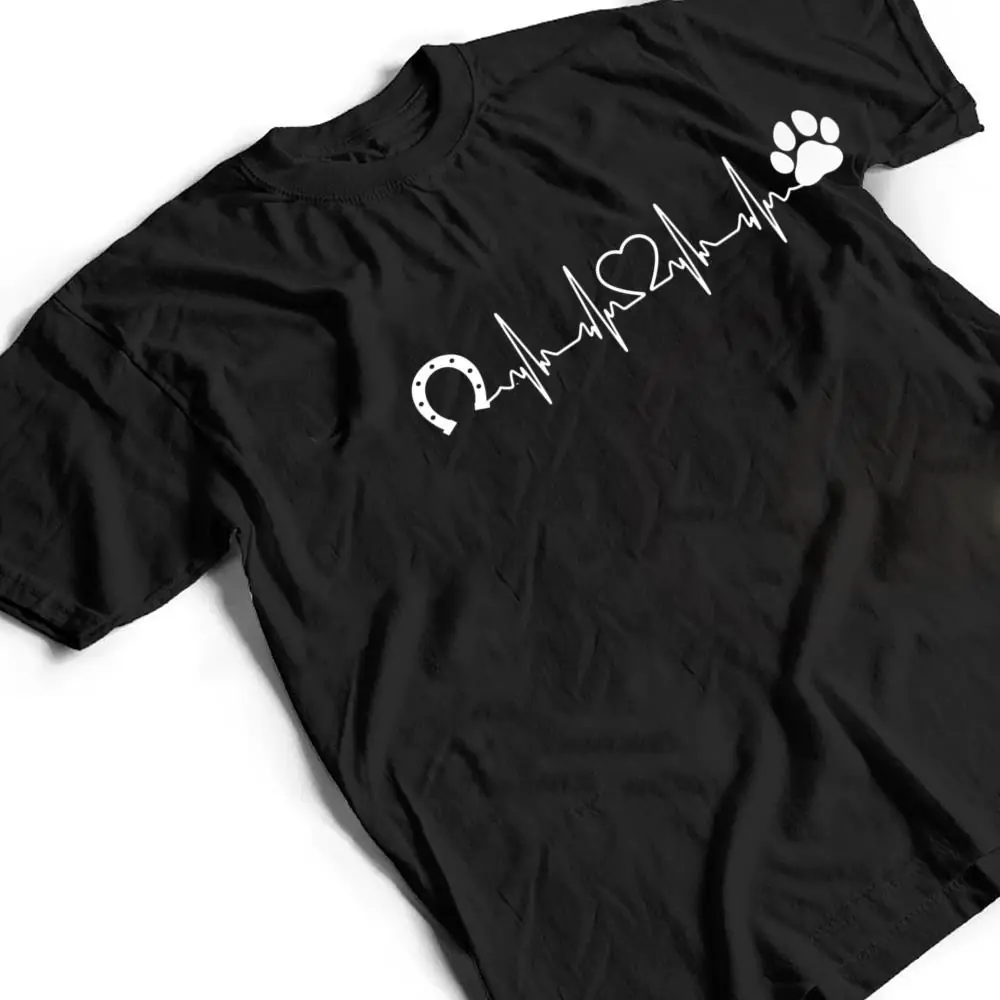 Horseshoe-Cat-Dog-Paw-Print-Heartbeat-Horseback-Riding-T-Shirt-2 Horseshoe Cat Dog Paw Print Heartbeat Horseback Riding T Shirt