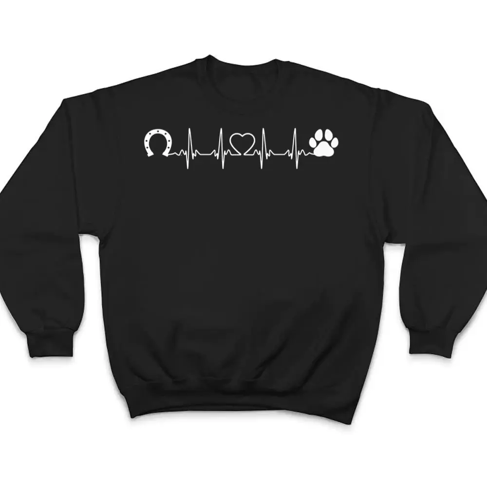 Horseshoe-Cat-Dog-Paw-Print-Heartbeat-Horseback-Riding-T-Shirt-4 Horseshoe Cat Dog Paw Print Heartbeat Horseback Riding T Shirt