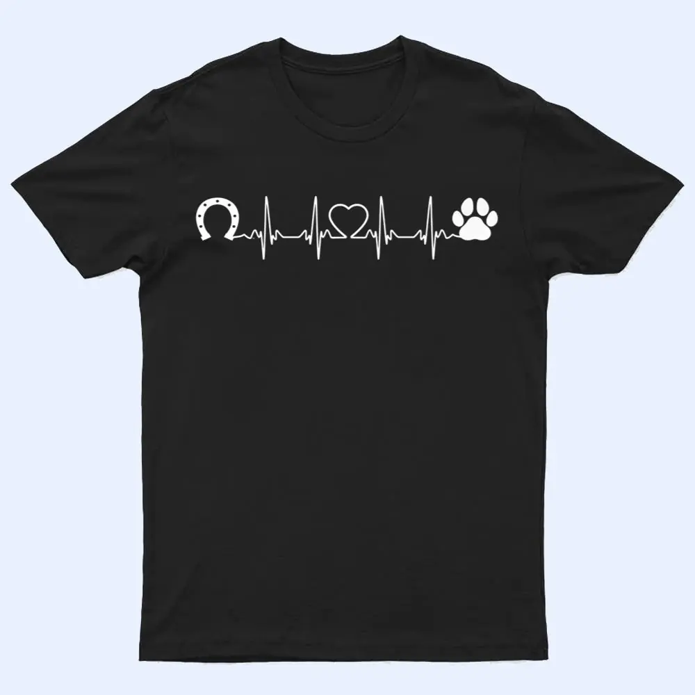 Horseshoe Cat Dog Paw Print Heartbeat Horseback Riding T Shirt Horseshoe Cat Dog Paw Print Heartbeat Horseback Riding T Shirt