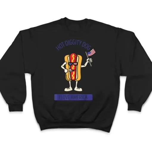 Hot Diggity Dog July 4th Patriotic BBQ Picnic USA Funny T Shirt