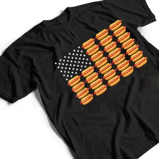 Hot Dog American Flag July 4th Patriotic Summer BBQ Funny T Shirt