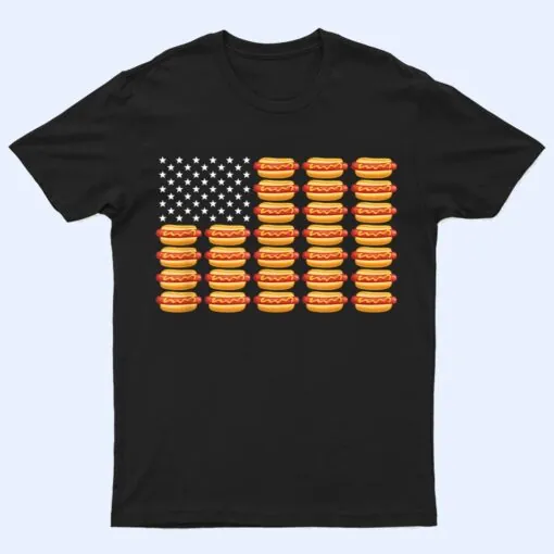 Hot Dog American Flag July 4th Patriotic Summer BBQ Funny T Shirt