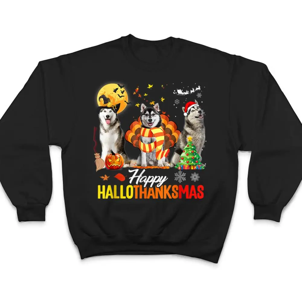 Husky-Dog-Happy-Hallothanksmas-Halloween-Thanksgiving-Xmas-T-Shirt-4 Husky Dog Happy Hallothanksmas Halloween Thanksgiving Xmas T Shirt