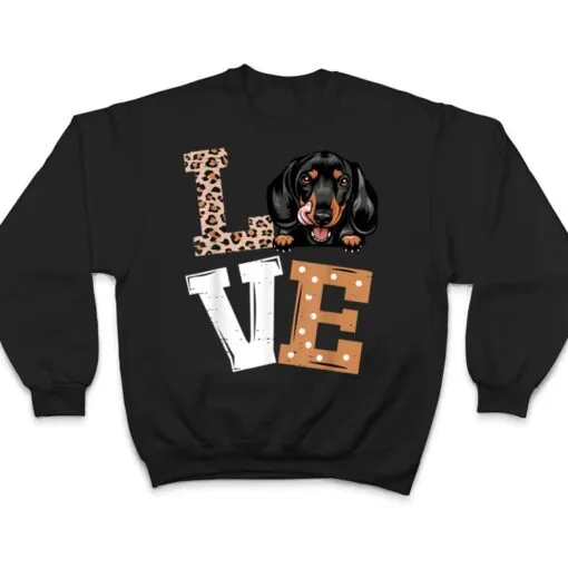 I Love My Dachshund Funny Dog Lovers Leopard Print T Shirt