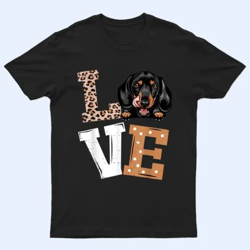 I Love My Dachshund Funny Dog Lovers Leopard Print T Shirt