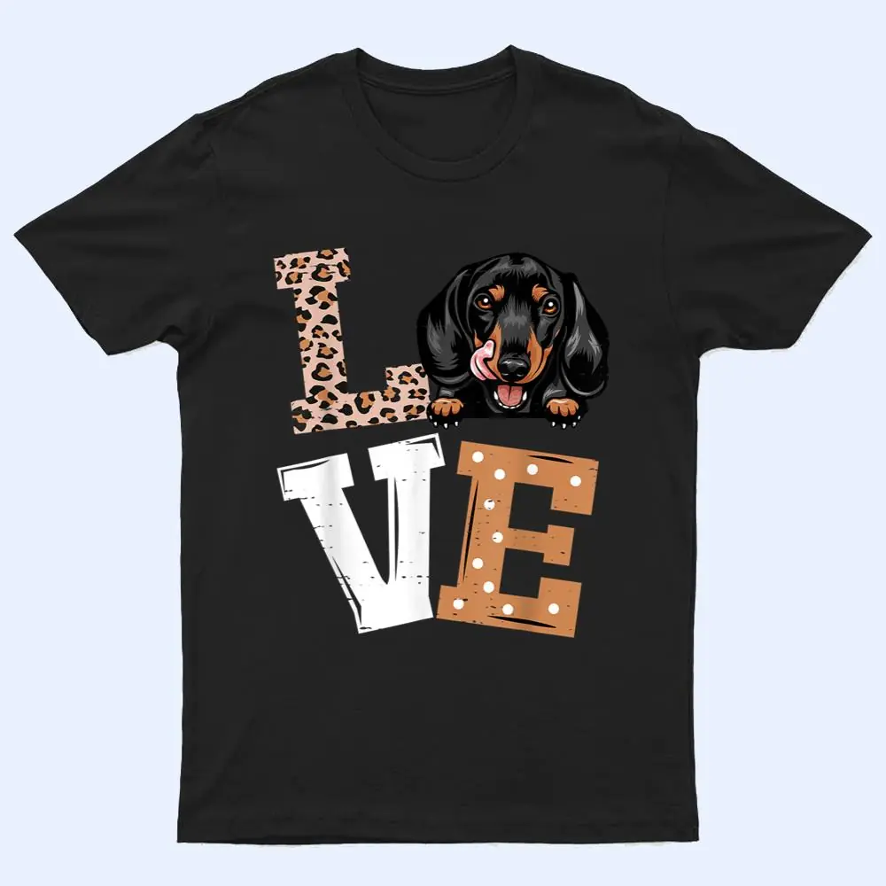 I Love My Dachshund Funny Dog Lovers Leopard Print T Shirt I Love My Dachshund Funny Dog Lovers Leopard Print T Shirt