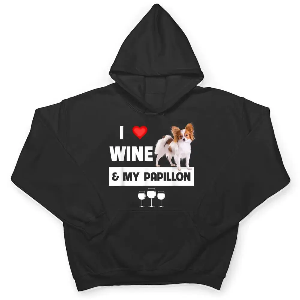 I-Love-Wine-and-My-Papillon-Mom-Dad-Dog-Drinking-Pet-Parent-T-Shirt-3 I Love Wine and My Papillon Mom Dad Dog Drinking Pet Parent T Shirt