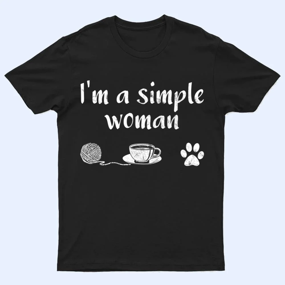 I M A Simple Woman Loves Knitting Coffee Dog Cat Paw T Shirt I M A Simple Woman Loves Knitting Coffee Dog Cat Paw T Shirt