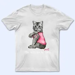 In October We Wear Pink Black Cat Breast Cancer Awareness T Shirt
