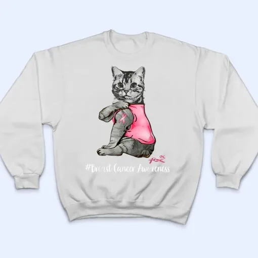 In October We Wear Pink Black Cat Breast Cancer Awareness T Shirt
