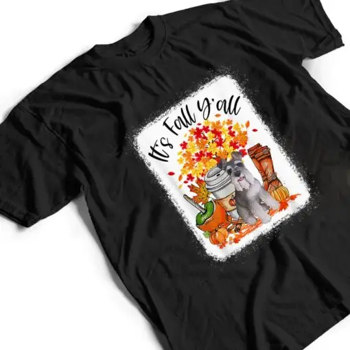 It's Fall Y'all Schnauzer Dog Halloween Thanksgiving T Shirt