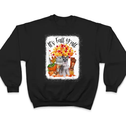 It's Fall Y'all Schnauzer Dog Halloween Thanksgiving T Shirt