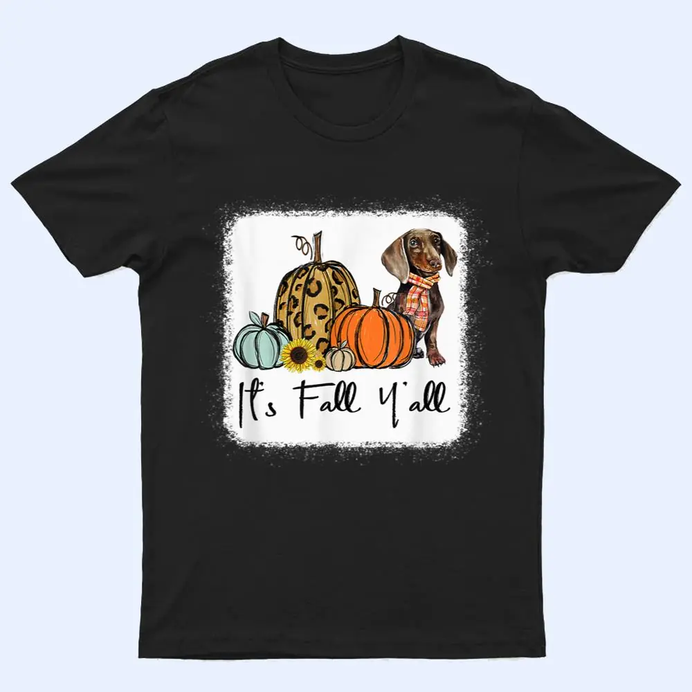It's Fall Y'all Yellow Dachshund Dog Leopard Pumpkin Falling T Shirt It's Fall Y'all Yellow Dachshund Dog Leopard Pumpkin Falling T Shirt