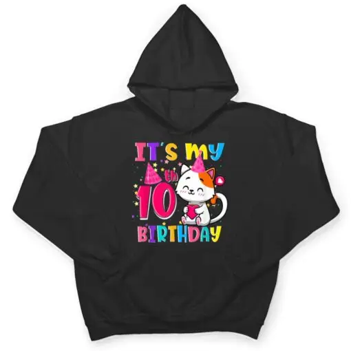 It's My 10th Birthday Gifts 10 Year Old Girl Funny Cat Lover T Shirt