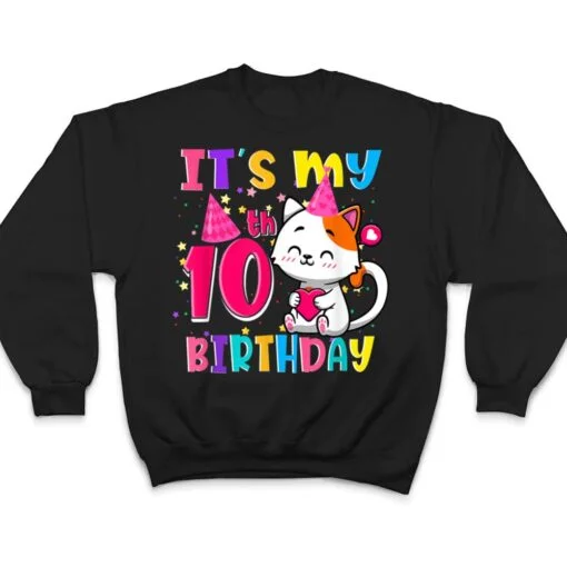 It's My 10th Birthday Gifts 10 Year Old Girl Funny Cat Lover T Shirt