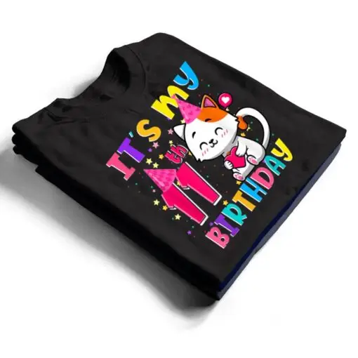 It's My 11th Birthday Gifts 11 Year Old Girl Funny Cat Lover T Shirt