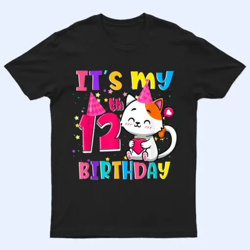 It's My 12th Birthday Gift nager 12 Year Old Cat Lover T Shirt