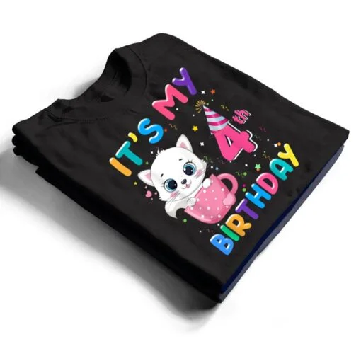 It's My 4th Birthday Girl Funny Cat Birthday 4 Year Old T Shirt