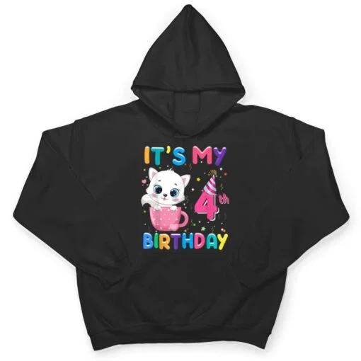 It's My 4th Birthday Girl Funny Cat Birthday 4 Year Old T Shirt