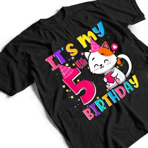 It's My 5th Birthday Gifts 5 Year Old Girl Funny Cat Lover T Shirt