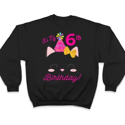Its My 6H Birthday Girl Kitty Cat Heme Party Six T Shirt