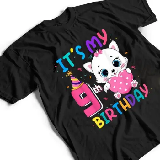 It's My 9th Birthday Girl Funny Cat Birthday 9 Year Old T Shirt