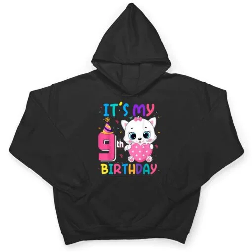 It's My 9th Birthday Girl Funny Cat Birthday 9 Year Old T Shirt