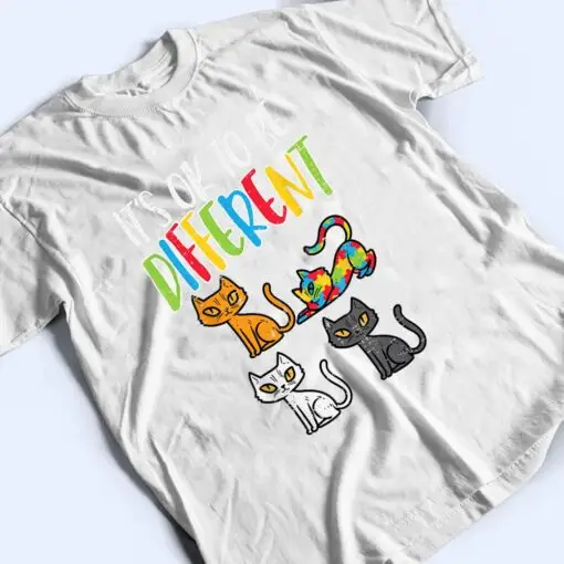 Its Ok To Be Different Cat Puzzle Cute Autism Awareness Kids T Shirt