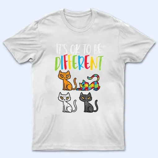 Its Ok To Be Different Cat Puzzle Cute Autism Awareness Kids T Shirt