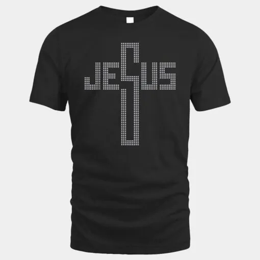 JESUS cross rhinestone Graphic Funny Christian woman