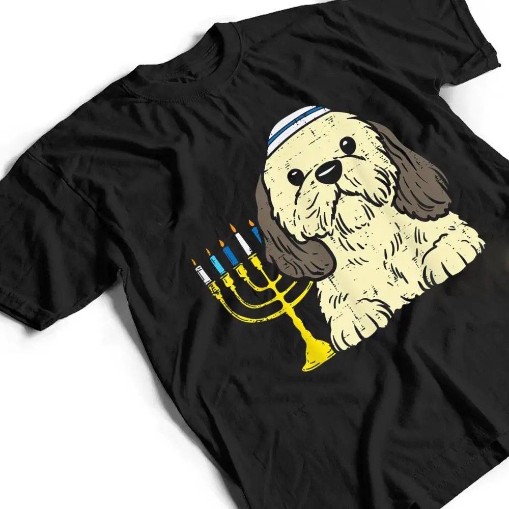 Jewish-Shih-Tzu-Dog-Menorah-Hanukkah-Pajamas-Chanukah-PJs-T-Shirt-2 Jewish Shih Tzu Dog Menorah Hanukkah Pajamas Chanukah PJs T Shirt