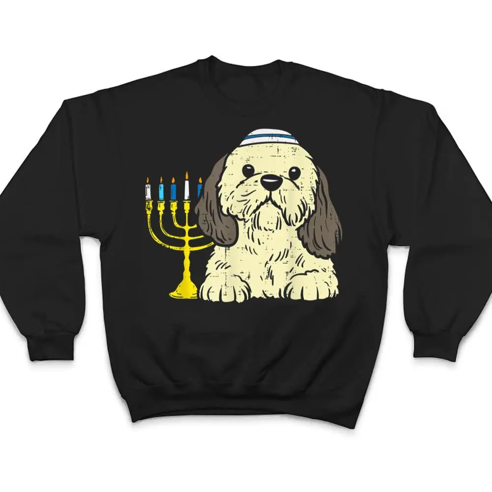 Jewish-Shih-Tzu-Dog-Menorah-Hanukkah-Pajamas-Chanukah-PJs-T-Shirt-4 Jewish Shih Tzu Dog Menorah Hanukkah Pajamas Chanukah PJs T Shirt