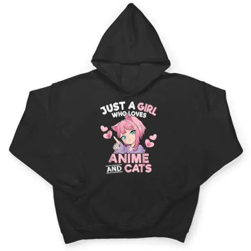 Just A Girl Who Loves Anime And Cats Cute Otaku Manga T Shirt