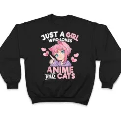 Just A Girl Who Loves Anime And Cats Cute Otaku Manga T Shirt Just A Girl Who Loves Anime And Cats Cute Otaku Manga T Shirt