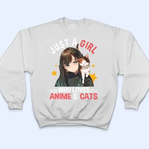 Just A Girl Who Loves Anime & Cats Cute Gifts Girls nager T Shirt