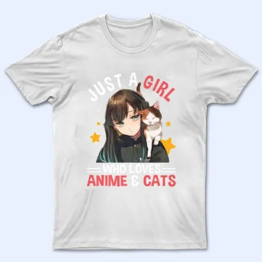 Just A Girl Who Loves Anime & Cats Cute Gifts Girls nager T Shirt