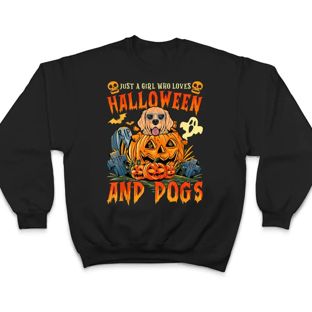 Just-A-Girl-Who-Loves-Halloween-And-Dogs-T-Shirt-4 Just A Girl Who Loves Halloween And Dogs T Shirt