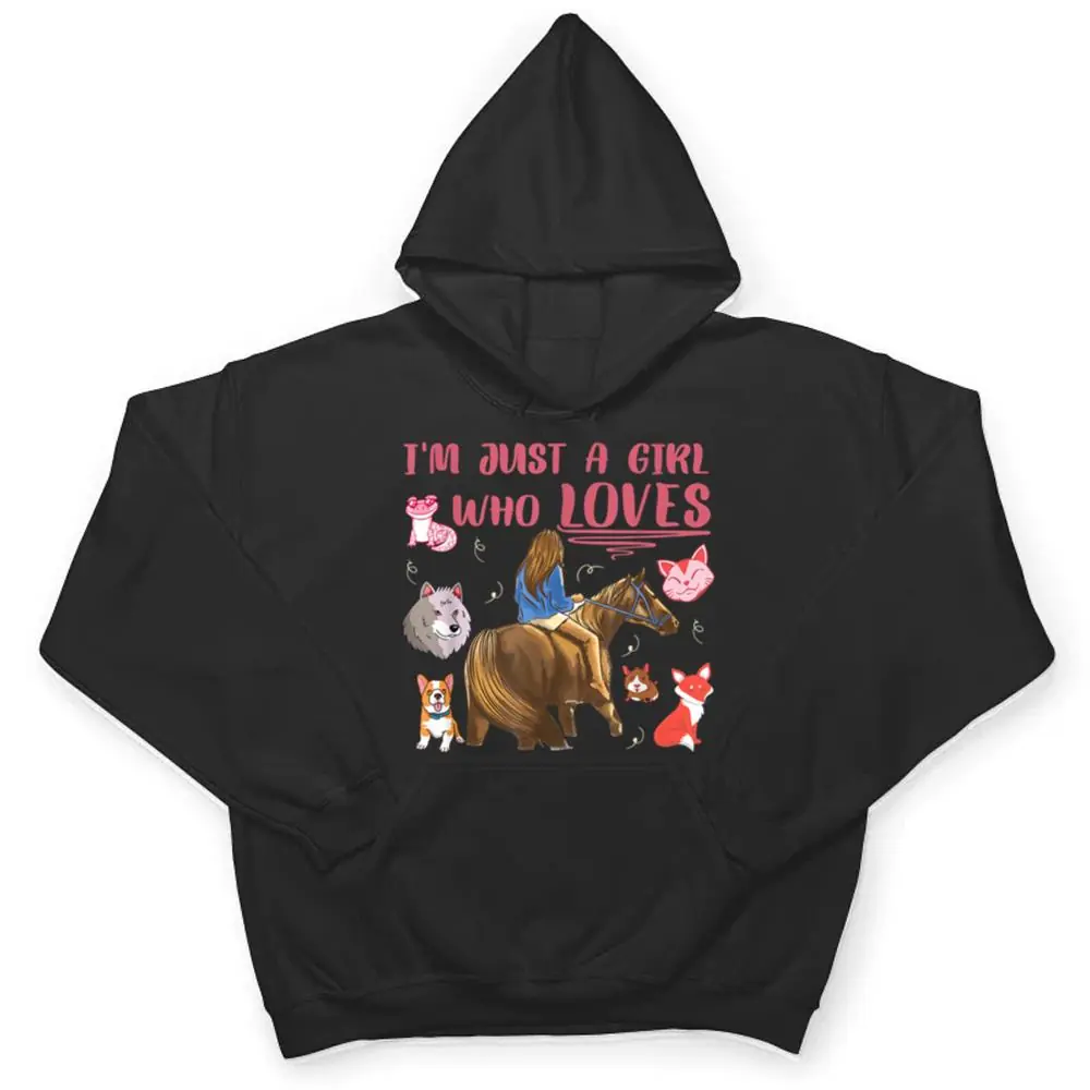 Just A Girl Who Loves Horse Dogs Cats Fox Wolves Lizard T Shirt