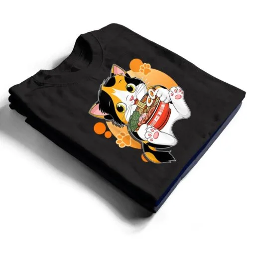 Kawaii Anime Cat Japanese Ramen Noodles Gift T Shirt