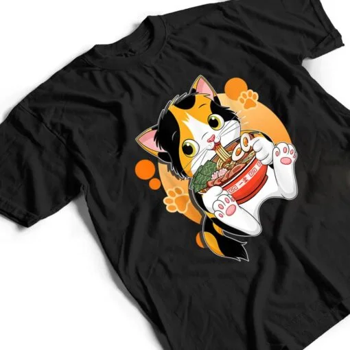 Kawaii Anime Cat Japanese Ramen Noodles Gift T Shirt