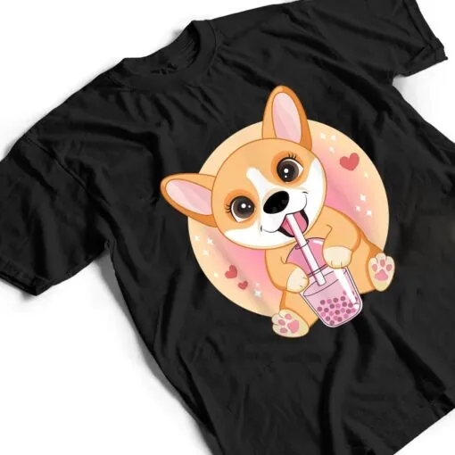 Kawaii Anime Corgi Lover Dog Boba Bubble Tea Cute Japanese T Shirt