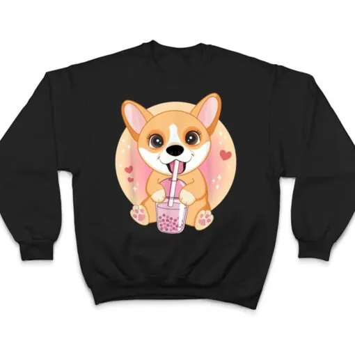 Kawaii Anime Corgi Lover Dog Boba Bubble Tea Cute Japanese T Shirt