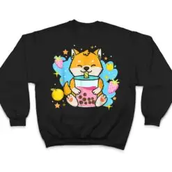 Kawaii Anime Shiba Inu Dog Drinking Boba Bubble Tea T Shirt