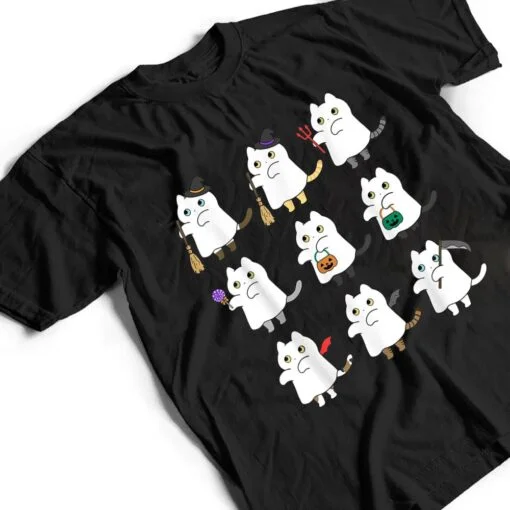 Kawaii Cat Ghosts Black Cat Halloween Cute Costume Spooky T Shirt