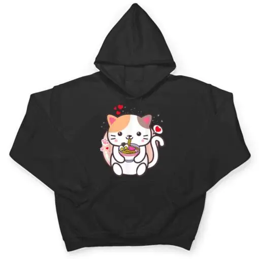 Kawaii Cat Ramen Anime Japanese Food Girls Official Teenager T Shirt