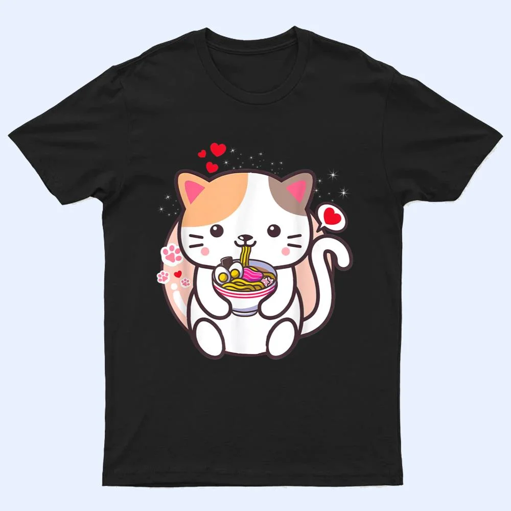 Kawaii Cat Ramen Anime Japanese Food Girls Official Teenager T Shirt Kawaii Cat Ramen Anime Japanese Food Girls Official Teenager T Shirt