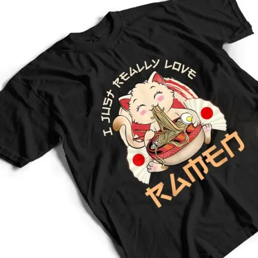 Kawaii Cat Ramen Japanese Black Anime Gift T Shirt