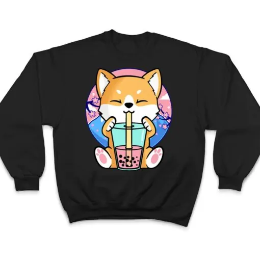 Kawaii Corgi Dog Bubble Tea Boba Anime Neko Japanese T Shirt