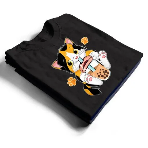 Kawaii Cute Cat Boba Tea Bubble Tea Anime Neko Japanese T Shirt